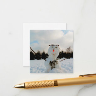 A real Snowman & a winter landscape photo Enclosure Card