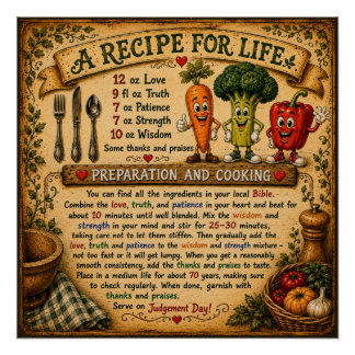 A Recipe for Life Christian Inspirational Poster
