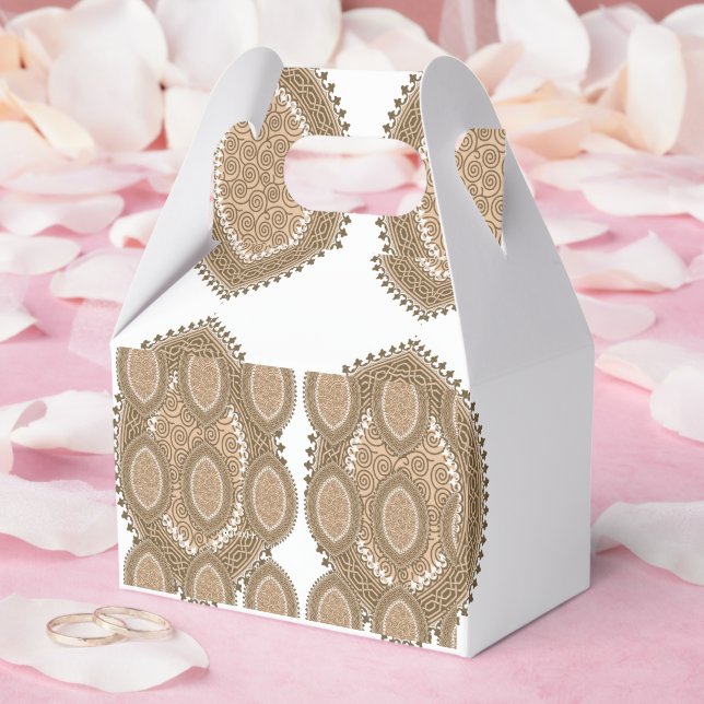 A rectangular rug with an intricate geometric moti favour box (Wedding)