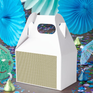 A rectangular rug with intricate geometric pattern favour box