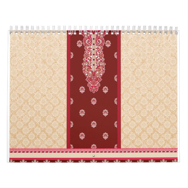 a red and beige carpet with a red border calendar (Cover)