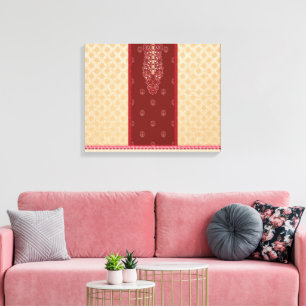 a red and beige carpet with a red border canvas print