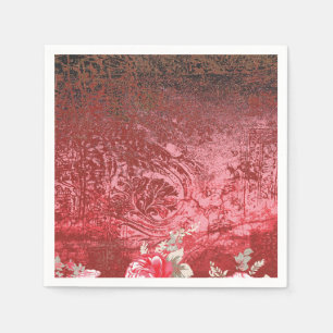 a red and black painting with a red background napkin