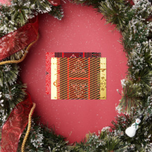a red and black painting with a red heart on it foil holiday postcard