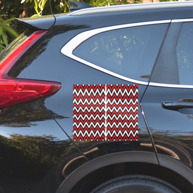 a red and black zigzag pattern on a white backgrou (Car Side)