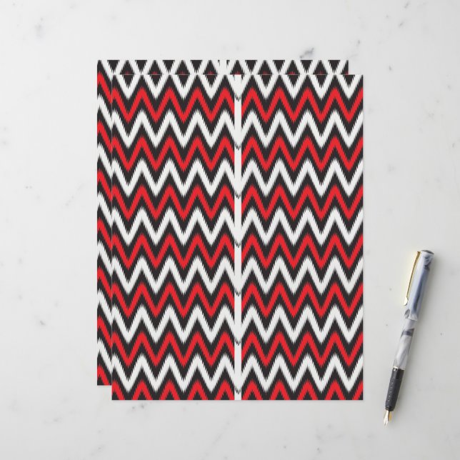 a red and black zigzag pattern on a white backgrou (Front/Back In Situ)