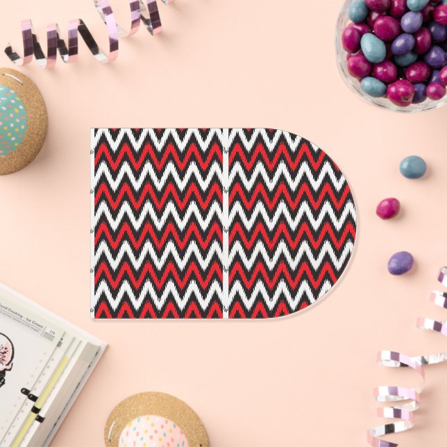 a red and black zigzag pattern on a white backgrou acrylic invitations (Insitu (Celebration))