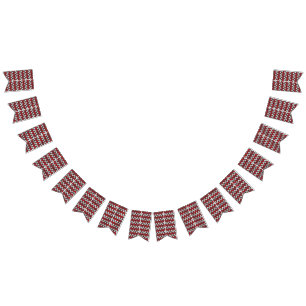 a red and black zigzag pattern on a white backgrou bunting 