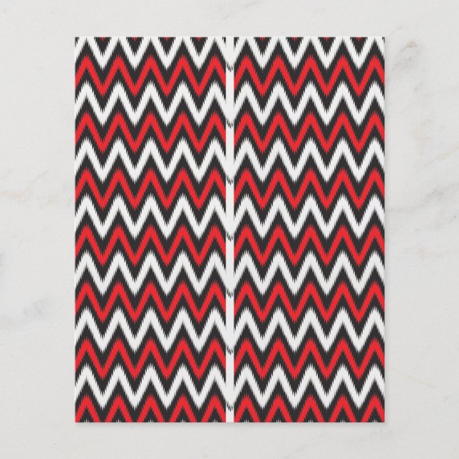 a red and black zigzag pattern on a white backgrou flyer (Front)