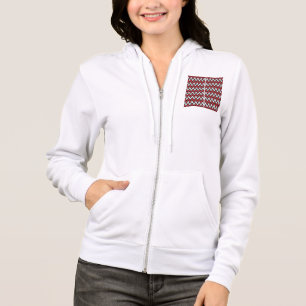 a red and black zigzag pattern on a white backgrou hoodie