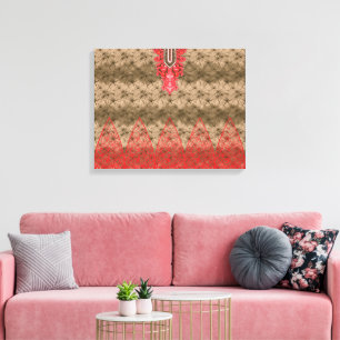 a red and brown background with a red border canvas print