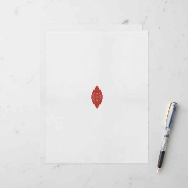 a red and brown design on a white background (Front/Back In Situ)