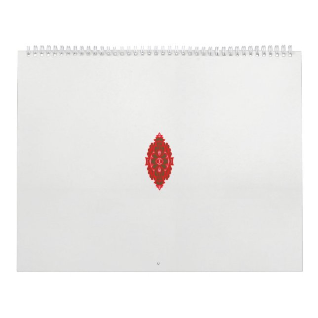 a red and brown design on a white background calendar (Cover)