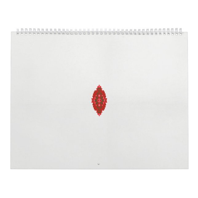 a red and brown design on a white background calendar (Cover)