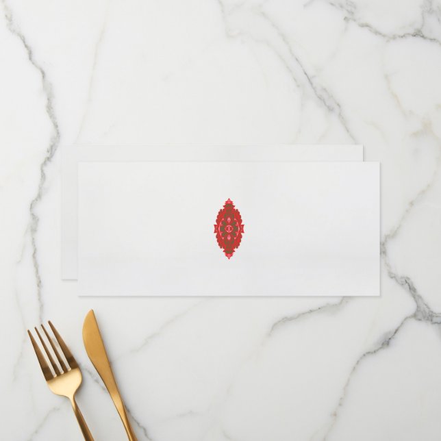 a red and brown design on a white background menu (Front/Back In Situ)