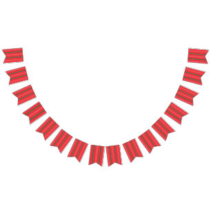 a red and green striped background bunting