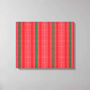 a red and green striped background canvas print