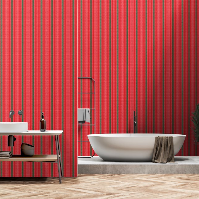 a red and green striped background wallpaper (Bathroom)