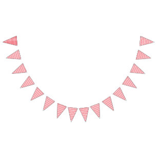 A red and pink geometric pattern featuring interlo bunting
