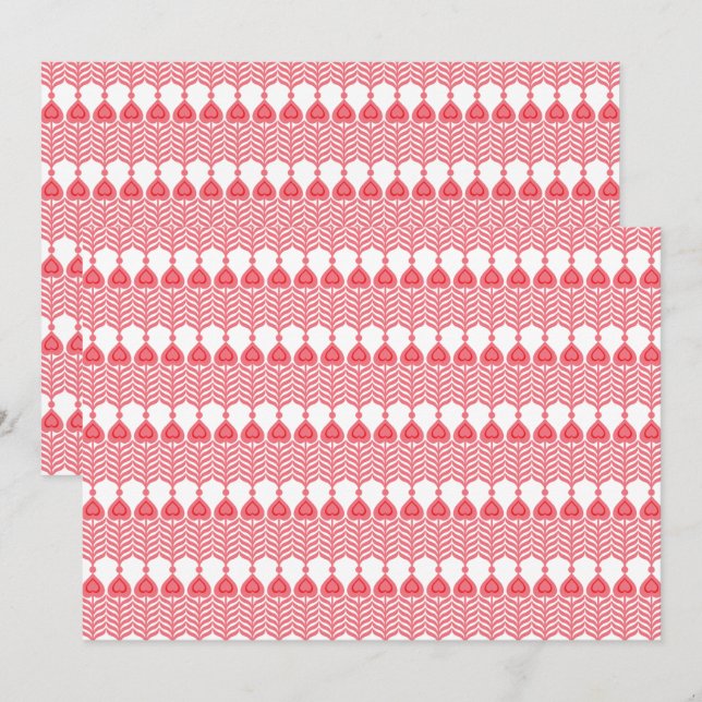 A red and pink geometric pattern featuring interlo invitation (Front/Back)