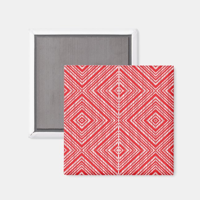 a red and white background with a diamond pattern magnet (Front/Back)