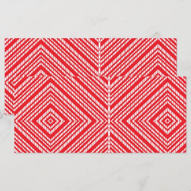 a red and white background with a diamond pattern menu (Front/Back)