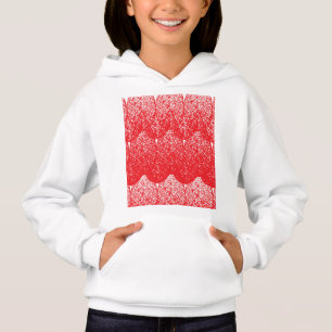 a red and white background with a lot of dots