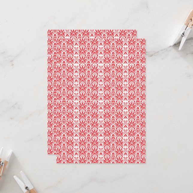 a red and white background with a pattern invitation (Front/Back In Situ)