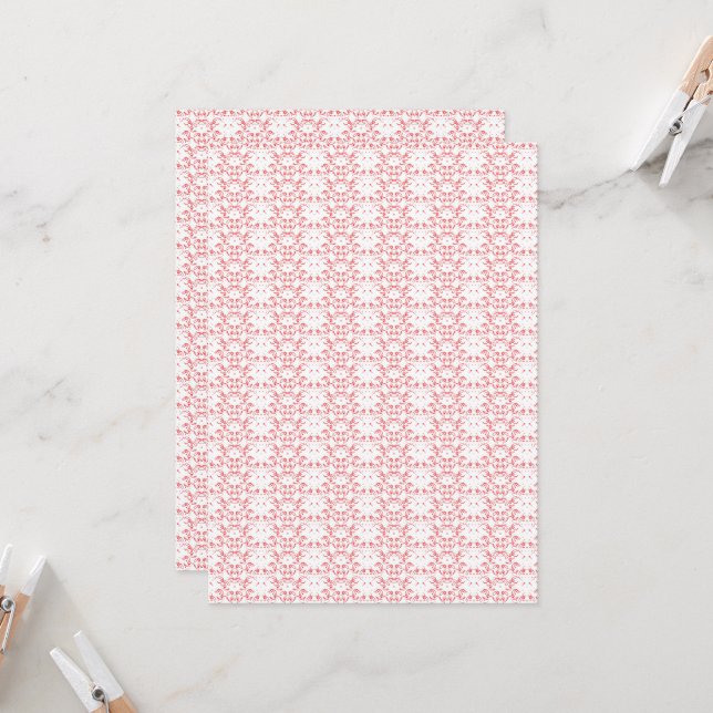 a red and white background with a pattern invitation (Front/Back In Situ)