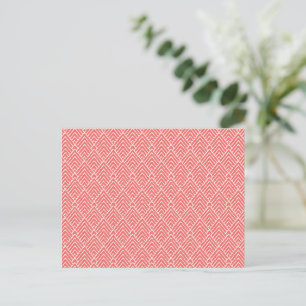 a red and white background with a pattern postcard
