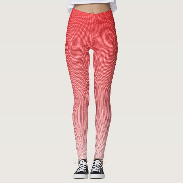 a red and white background with small squares leggings (Front)