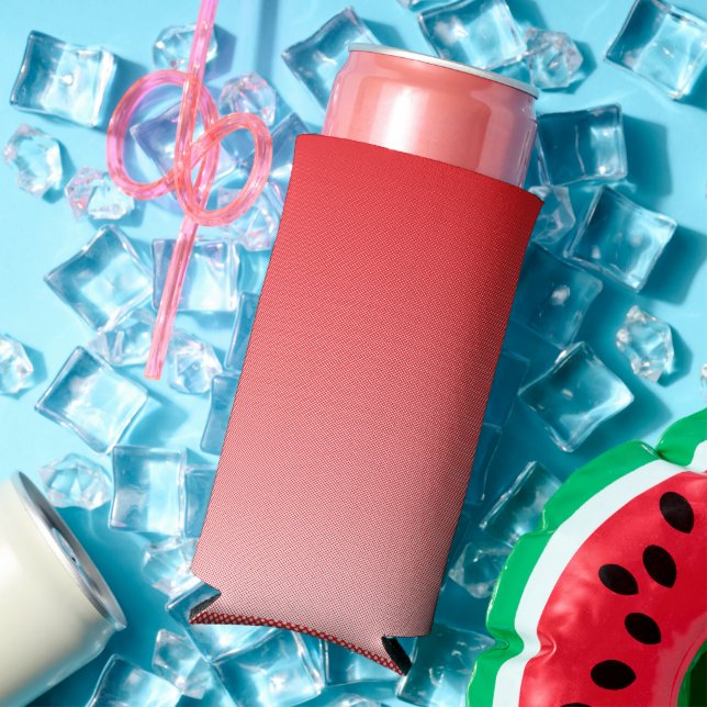 a red and white background with small squares seltzer can cooler (In Situ Summer)
