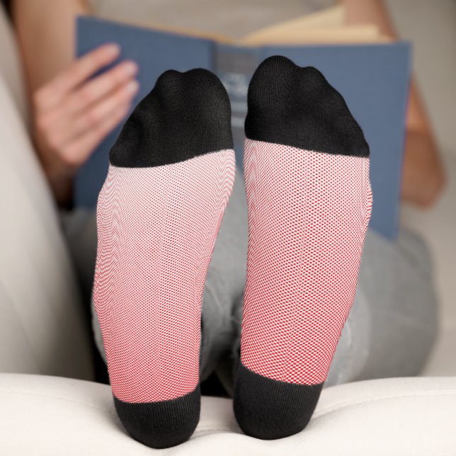 a red and white background with small squares socks (Bottom)