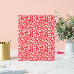 a red and white background with small white dots acrylic sign
