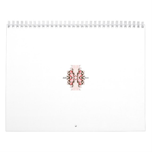 a red and white floral design on a white backgroun calendar (Cover)