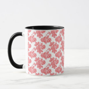 A Red and White Flower Pattern on a White Backgrou Mug