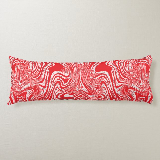 a red and white image of a pattern on a white back body cushion (Front)