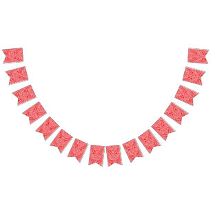 a red and white image of a pattern on a white back bunting 