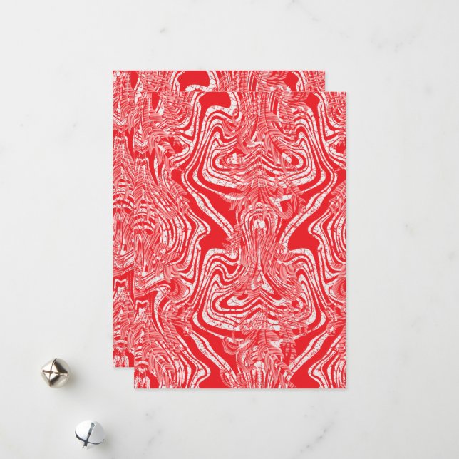 a red and white image of a pattern on a white back holiday card (Front/Back In Situ)