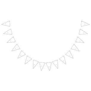 A red and white logo featuring a modern design wit bunting