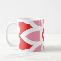 a red and white pattern with a flower on it