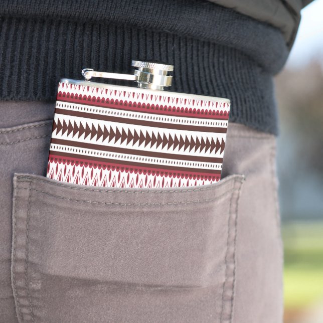 a red and white striped pattern hip flask (In Situ)