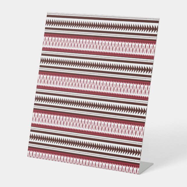 a red and white striped pattern pedestal sign (Front)