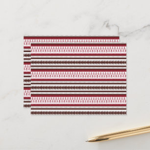 a red and white striped pattern postcard