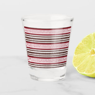 a red and white striped pattern shot glass