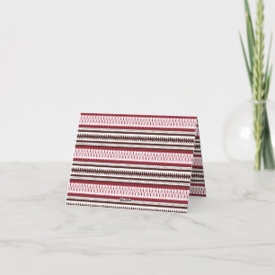 a red and white striped pattern thank you card
