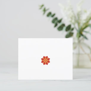 a red and yellow flower with black dots postcard