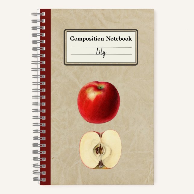 A Red Apple and a Half Personalised Composition Notebook (Front)