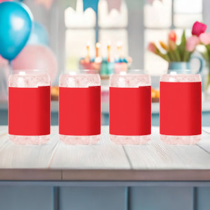 a red background with a white border can glass