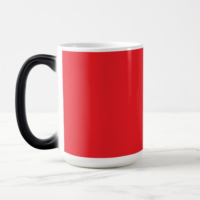 a red background with a white border magic mug (Left)
